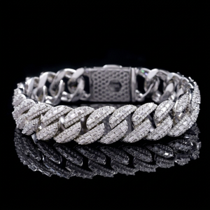 Emerald Diamond White Gold 925 Sterling Silver VVS Moissanite Cuban Link Chain Bracelet Ice Out Mossanite Jewelry for <b>Men</b> Women - Product Image 1