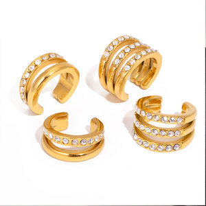 Fashion 316L Stainless Steel 14k 18k Pvd Gold Plated Fine Zircon Cuff <b>Earrings</b> Jewelry Non <b>Piercing</b> <b>Earrings</b> for Women - Product Image 4