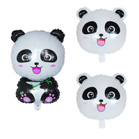 Ballons en aluminium Panda : Tête de Panda assise, étoile et cœur – Ensemble de ballons Mylar pour thème Panda ou zoo