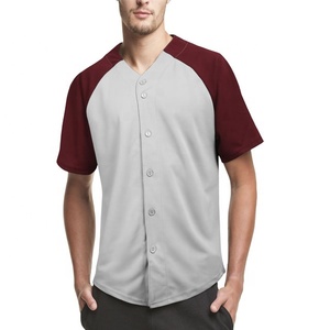 Camiseta de Béisbol para Hombre, Manga Corta, con Botones, Color Gris y Marrón, Bloques de Color, Absorbe la Humedad, Ropa Deportiva, Corte Regular - Product Image 1