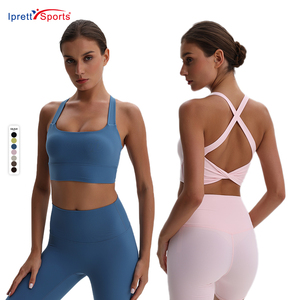 Chaleco deportivo de gimnasio para mujer <span class=keywords><strong>Ipretty</strong></span> en azul y rosa de talla grande, Tops cortos transpirables, estilo Simple, colección de primavera para adultos, Top Halter - Product Image 5