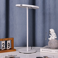 Lampe de lecture moderne en métal avec abat-jour double lune, lampe de table LED simple avec variateur tactile