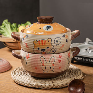 Marmite en argile résistante à la chaleur pour réchaud à gaz 2.8 L 4.5 L Marmite en céramique avec couvercle pour soupe de riz et de viande - Product Image 5