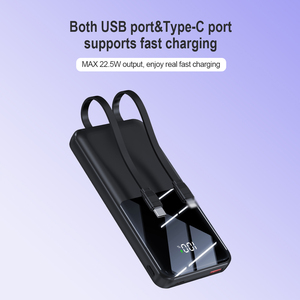 Custom Built-in Cable 10000mah Powerbank PD 22.5W Fast <b>Charging</b> Portable Digital Display Power Bank for Phone Charge - Product Image 5