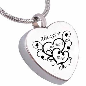 <span class=keywords><strong>Siempre</strong></span> <span class=keywords><strong>en</strong></span> <span class=keywords><strong>mi</strong></span> corazón Joyería de cremación Collar de fresno conmemorativo de acero inoxidable - Product Image 1