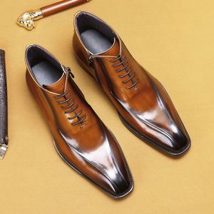 Bottes Chelsea pour hommes en cuir véritable de haute qualité, fabriquées à la main, avec lettres gravées, style britannique, pour affaires et occasions formelles - Product Image 1