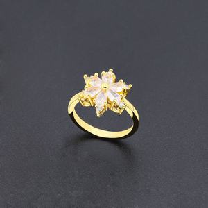 Vente directe Jxx, bague en laiton plaqué or 24 carats de haute qualité, sertie de zirconiums cubiques, bijoux tendance pour filles, prix compétitif - Product Image 3