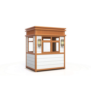 Modern Wooden Sentry <b>Box</b> Guard House Rectangle White and Brown Design for Outdoor Use - Product Image 1