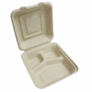 Sinh Thái compostable vỏ sò lấy đi hộp đựng thức ăn 3 ngăn dùng một lần phân hủy sinh học mía bã mía Hộp Ăn Trưa - Product Image 2