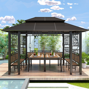 Gazebo <span class=keywords><strong>de</strong></span> Jardín para Exteriores, Pabellón <span class=keywords><strong>de</strong></span> Acero, Pérgola para Patio Trasero, Toldo para Patio <span class=keywords><strong>de</strong></span> Villa, Refugio con Techo Metálico para el Sol - Product Image 4