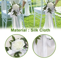 Décoration d'ambiance pour lieux de réception de mariage en plein air de style occidental, fleurs artificielles en polyester, roses simulées pour dossier de chaise