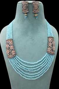 Conjunto de collar moderno multicapa con piedra AD con pendientes, perfecto para recepción de bodas y fiesta para mujer - Product Image 5