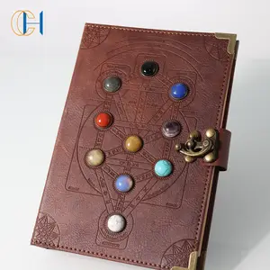2024 New Promotional Custom Tree of Life Journal Notebook A6 Hardcover Leather Diary Occult Crystal Notebook