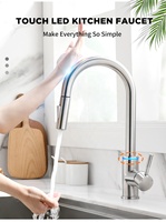 Robinet de cuisine à eau chaude et froide à 3 voies avec capteur tactile intelligent Voriva SUS304 LED