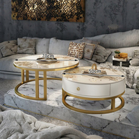 Nouvelle combinaison de marbre de vente chaude ronde ensemble complet de Table basse pour salon ardoise meubles d'hôtel ensemble de luxe