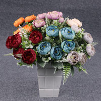 C-087 Dekorasi Pernikahan Sederhana Bunga Peony Buatan Sutra 6 Tangkai Buket Peony Putih untuk Hari Valentine dan Hari Ibu
