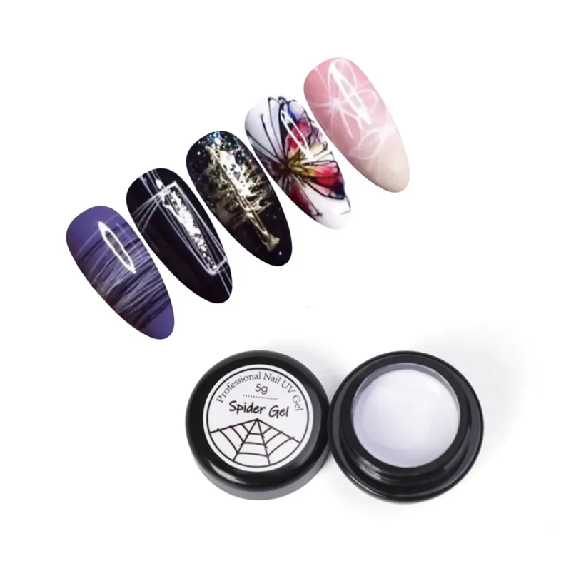 Logo personalizzato gel riflettente spider 5ml Gel elastico per trafilatura rosso oro nero bianco Nail Art UV Spider smalto per unghie