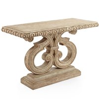 Console de luxe en bois sculpté à la main, style campagne française, finition vieillie, pour entrée et couloir