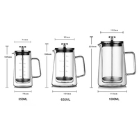 Cafetière à piston en verre borosilicate à double paroi HIGHWIN 600 ml avec couvercle