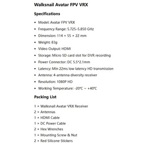 Récepteur vidéo numérique FPV 1080P 60fps VRX avec sortie HDMI, récepteur numérique FPV à très faible latence pour course FPV, drone freestyle - Product Image 5