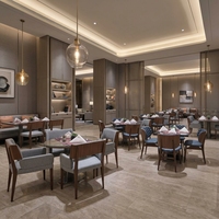 Canapé de restaurant moderne en bois massif rembourré avec plateau en verre pour salle à manger d'hôtel commercial ou salon
