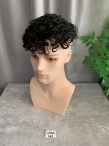 Perruque ondulée permanente H450 pour hommes, cheveux bouclés de 28 mm, base australienne, couleur 1B #   Système capillaire taille 5x7, 100% cheveux humains - Product Image 2