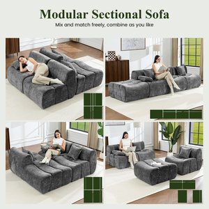 Drop Shipping New Design Meroow MS3 L-Shaped Modular Sofa with Integrated High Back, Anti-slip Base Wavy Couch <b>UK</b> Stock - Product Image 5