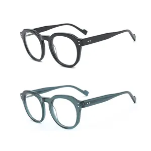 JH005 Top Grade Quality Retro Tortoise Glasses Frame Round Acetate Glasses Women Round Clear Lens Eyewear