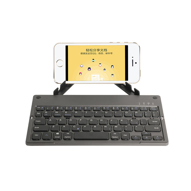 Foldable 59keys Bluetooth Wireless Rechargeable Keyboard Mini Portable Ultra Slim BT Keyboard With Hidden Bracket for Phone Pad