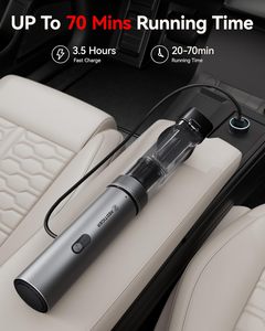 REDTIGER Aspirateur portable à main 21000PA pour voiture, capacité de 150 ml, autonomie de 70 minutes, charge rapide USB-C 3,5H, léger, nettoyeur 4-en-1 - Product Image 3