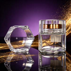 Barattoli <span class=keywords><strong>in</strong></span> <span class=keywords><strong>Vetro</strong></span> Vuoti di Alta Qualità, Design Unico, Senza Piombo, Personalizzabili, Trasparenti, da 50ml e 100ml per Noci, Arachidi, Mandorle, Caramelle, Tè, con Stampa Laser - Product Image 1