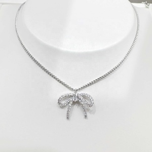 factory price plata 925 <b>silver</b> bridal dainty <b>necklace</b> wholesale choker valentine <b>rose</b> gold zircon bow charms <b>necklaces</b> for girls - Product Image 5