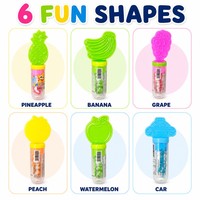 Sucettes en plastique en forme de fruits aux couleurs vives, styles variés, bonbons durs dans un tube transparent, confiserie comestible pour enfants