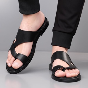 Sandales plates à bout ouvert en similicuir avec semelle en caoutchouc respirante, tendance mode, couleur unie, chaussures d'été pour la plage et l'extérieur - Product Image 3