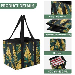 Large Capacity Foldable Shopping <b>Bag</b> <b>Reusable</b> Tote <b>Bag</b> Fern Print Carry <b>Bag</b> for Grocery Travel Daily Use - Product Image 3