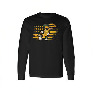 T-shirt à manches longues unisexe pour adulte, col rond, imprimé numérique, motif bananes graphiques et drapeau américain rétro, promotionnel - Product Image 3