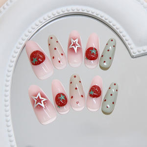 3D Ijskristal Tomaat Gradient Polka Dot Ster INS Stijl Afneembare Press-On Nagels 30 Stuks met Verpakkingen - Product Image 3