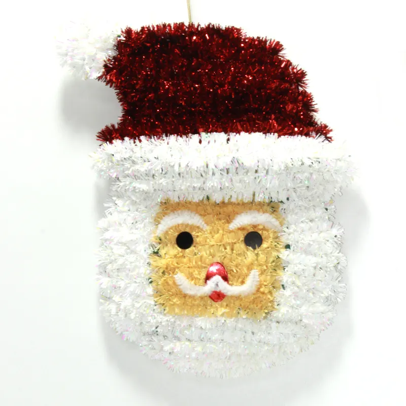 3D Plastic Frame Santa Claus Tinsel Christmas Ornament Tree Hanging Decorations
