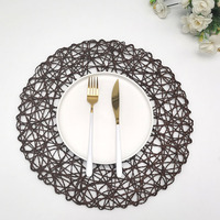 Set de table rond en corde de papier tressée, résistant à la chaleur, en maille, pour la décoration de table à la maison, en cuisine, au restaurant ou lors de banquets