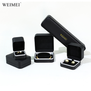 Caja de joyería de cuero PU de lujo al por mayor WEIMEI conjunto de anillo de boda Vintage de alta calidad organizador negro para cuadrado pequeño - Product Image 2