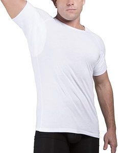 Fast Shipping Men's <strong>Plain</strong> <strong>White</strong> Modal/spandex T-shirt O-neck Sweatproof Undershirt With Underarm Sweat Pads <strong>Tee</strong> - Product Image 1