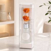 Diffuseur de parfum d'ambiance longue durée 50 ml avec bâtonnets en rotin, formule sans alcool, motif fleur de rose, coffret cadeau transparent