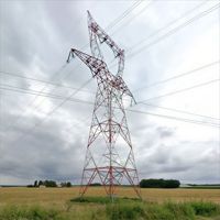 Torre di trasmissione in acciaio zincato da 60 m con segnalazione aerea, torre elettrica ad alta tensione in vendita