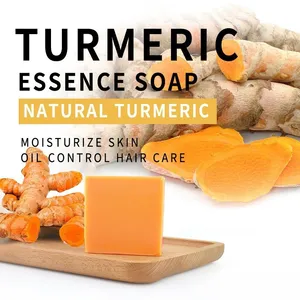 Organic Ginger Handmade Tumeric Bar Soap Bath Anti Acne Dark Spots Removal Whitening Turmeric Soap