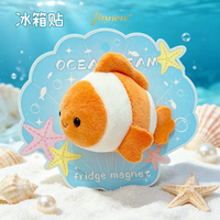 Assortiment de figurines en peluche d'animaux marins, aimants de réfrigérateur Kawaii, mini-poupées en peluche d'animaux océaniques, cadeau surprise pour enfants et ornement de réfrigérateur