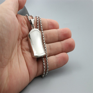 Yunnique – collier avec pendentif géométrique en acier titane, bijoux à la mode, couleur argent blanc, cadeau unisexe - Product Image 4