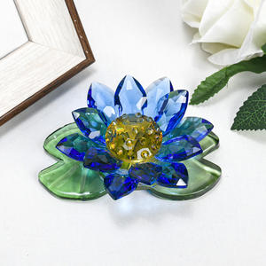 Flor de Loto de Cristal Azul, Decoración para el Hogar, Pisapapeles de Cristal, Figura Decorativa, Centro de Mesa para Bodas, Adorno, Artesanía de Cristal - Product Image 5