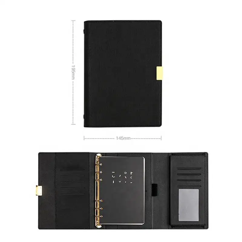 Custom Office Organizer A5 A6 Custom Loose-Leaf Business Notebook PU Leather Binder for Men Journals and Planners