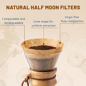 100 filtres à <span class=keywords><strong>café</strong></span> par sac, en papier naturel non blanchi, pré-pliés en <span class=keywords><strong>demi</strong></span>-<span class=keywords><strong>lune</strong></span>, adaptés aux cafetières de 3 à 6 tasses - Product Image 4