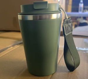 Gobelets de voyage portables 12oz en acier inoxydable avec revêtement extérieur en plastique, compatibles commandes conteneur complètes, tasses à café personnalisées en plastique - Product Image 5